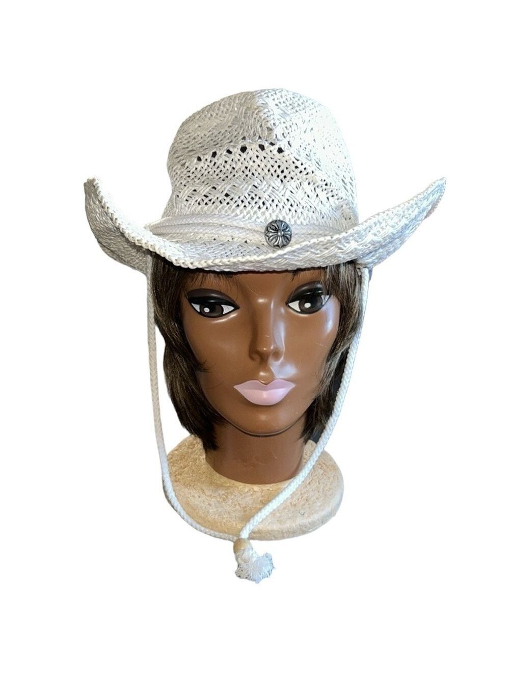 Morgan Taylor Caroline Cowboy Hat with Adjustable Chin Cord in White